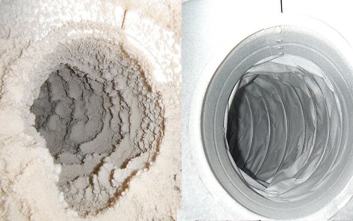 Before and After Cleaning Dryer Vents
