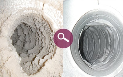 Before and After Dryer Vent Cleaning