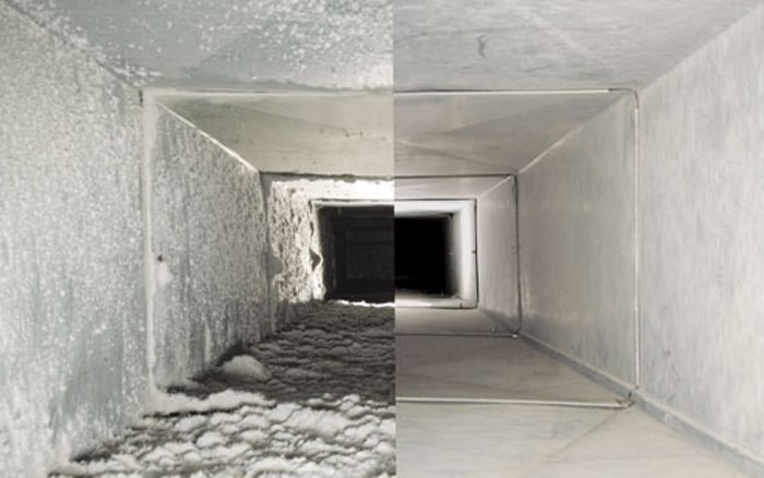 Before and After Cleaning Duct